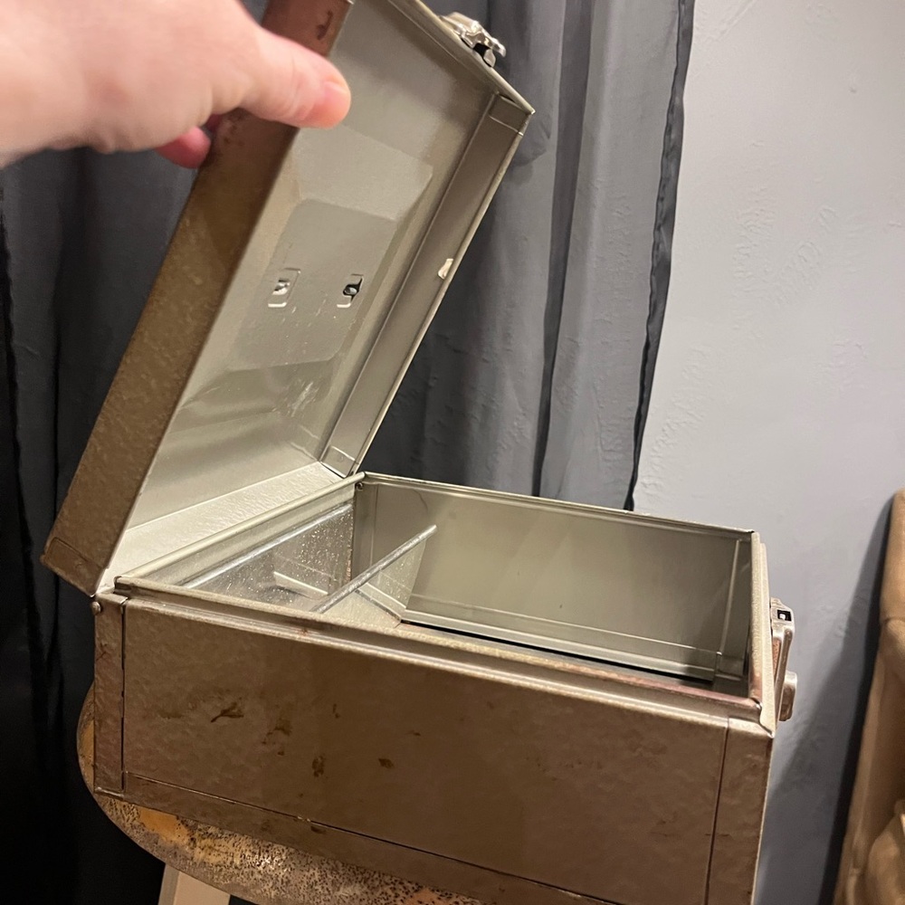 Vintage Metal Storage Cash Box - Gray